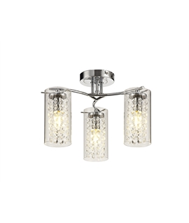 Matta Semi Flush Light, 3 x E14, Polished Chrome-Crystal-Glass