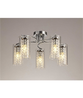 Matta Semi Flush Light, 5 x E14, Polished Chrome-Crystal-Glass