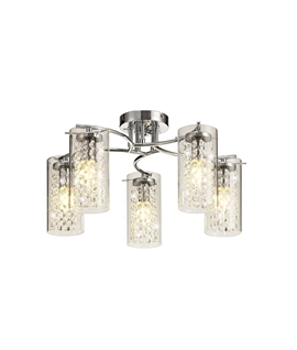 Matta Semi Flush Light, 5 x E14, Polished Chrome-Crystal-Glass