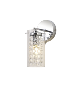 Matta Wall Lamp Switched, 1 x E14, Polished Chrome - Crystal - Glass