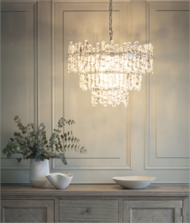 Grand Ice Crystal and Chrome 9 Light Chandelier Pendant