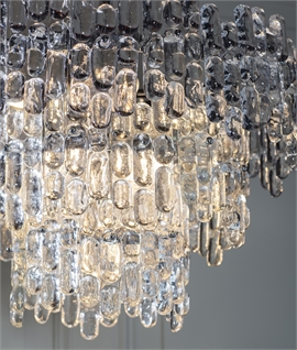 Grand Ice Crystal and Chrome 9 Light Chandelier Pendant