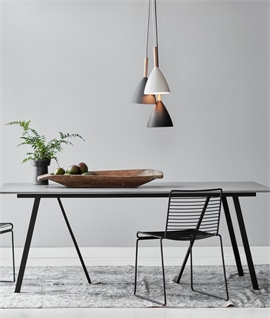 Metal and Oiled Walnut Wood Pendant Dia 200mm 