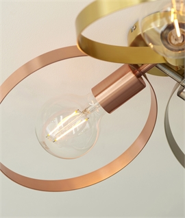 Semi-Flush Metal Hoop Bare Bulb Ceiling Light