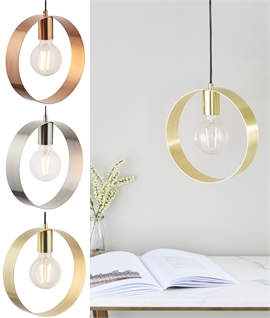 Metal Hoop Single Bare Bulb Pendant - 3 Finishes