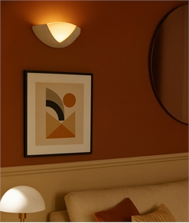 White Ceramic Uplighter with Glass Panel Detail