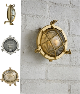 Miniature Solid Brass Marine Bulkhead Light - Porthole Style