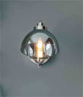 Mirrored Glass Shade Adjustable Nickel Wall Light - Switched