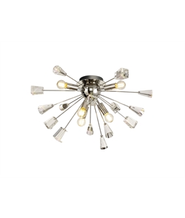 Mitter Ceiling Sputnik , 6 Light E14, Polished Nickel-Crystal