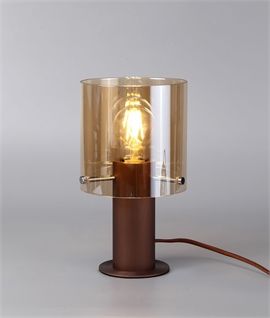 Single Amber Glass & Mocha Base Table Light