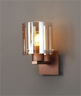 Single Amber Glass & Mocha Switched Wall Light