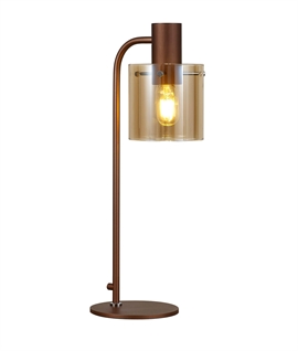 Table Lamp - Mocha with Amber Glass