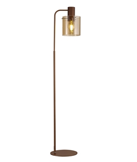 Mocha Floor Lamp with Amber Glass