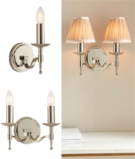 Polished Nickel Traditional Wall Light - Single or Twin