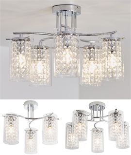 Chrome & Clear Glass Semi Flush Ceiling Light