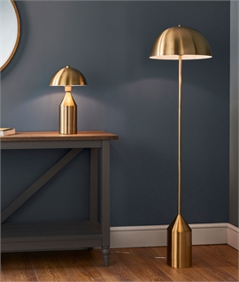 Modern Dome Shade Floor Light - Brass or Nickel