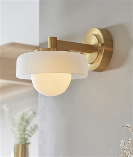 Art Deco Style Brass and Opal Globe Shade Wall Light