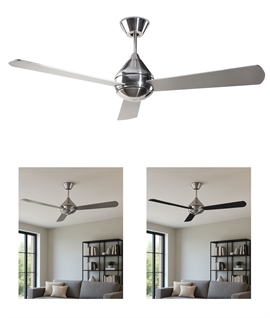 Priced to Clear - Sleek Modern Triple Blade Ceiling Fan in Satin Nickel