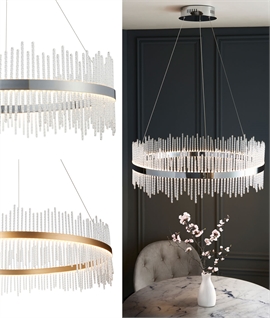 Round LED Suspended Pendant with Twisted Crystal Rods