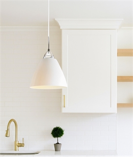 Modern Design White Glass Light Pendant - Chrome Metalwork