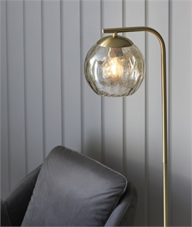 Brass Floor Light with Dimpled Glass Shade