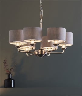 Brushed Chrome 6 Arm Modern Chandelier with Shades