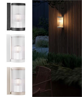 Reeded Glass Modern Outdoor Wall Light - 3 Finishes