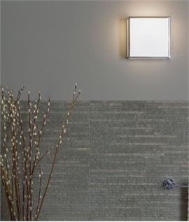 Square Framed Glass Light For Wall Or Ceiling - Bathroom Safe 