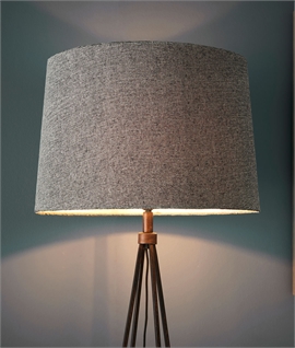 Geometric Cage-Style Floor Lamp with Grey Fabric Shade