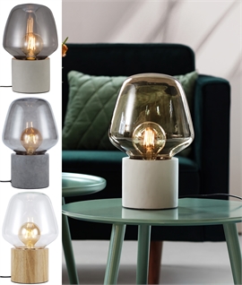 Sturdy Base Table Lamp With Large Glass Shade
