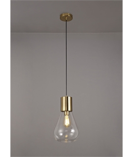 Montoya Narrow Pendant, 1 x E27, Aged Brass-Clear Glass