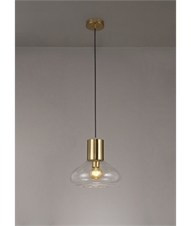 Montoya Wide Pendant, 1 x E27, Aged Brass-Clear Glass