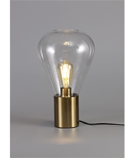 Montoya Narrow Table Lamp, 1 x E27, Aged Brass-Clear Glass