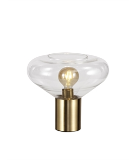 Montoya Wide Table Lamp, 1 x E27, Aged Brass-Clear Glass