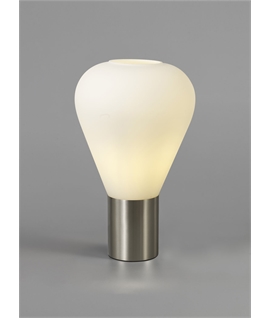Montoya Narrow Table Lamp, 1 x E27, Satin Nickel-Opal Glass