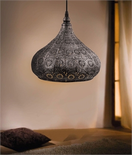 Moroccan Souk Inspired Pendant Light - Artisan Crafted in Antique Silver