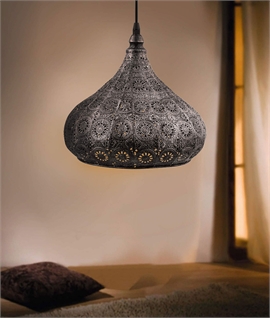 Antique Silver Moroccan Metal Teardrop Pendant