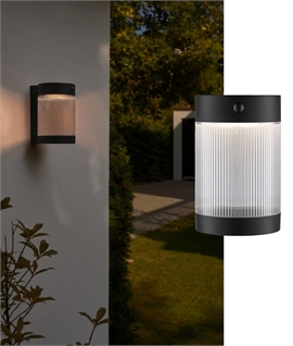 Black PIR Solar Powered Exterior Wall Light - IP44