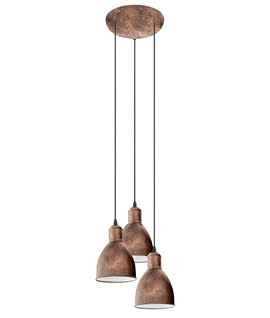 3 Light Cluster Pendant - Distressed Copper Paint
