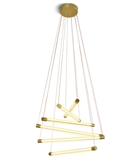 Brushed Brass LED Tubular Hanging Pendant