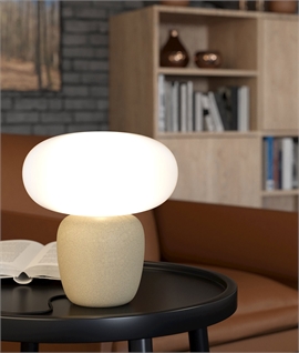 Retro Mushroom Table Lamp with Concrete Finish Ceramic Base