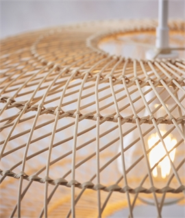 Large Oval Natural Rattan Pendant - Handmade Boho Style
