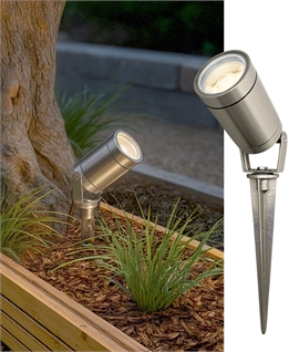 Nickel-Plated Cast Brass Adjustable Ground Spike Light for GU10 Lamp - Made in Europe Nickel-Plated Cast Brass Adjustable Ground Spike Light for GU10 Lamp - Made in Europe