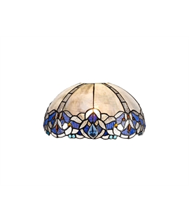 Nino Tiffany 30cm Non-electric Shade Suitable For Pendant-Ceiling-Table Lamp, Blue-Crystal. Suitable For E27 or B22 Pendants