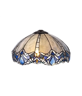 Nino Tiffany 40cm Shade Only Suitable For Pendant-Ceiling-Table Lamp, Blue-Clear Crystal