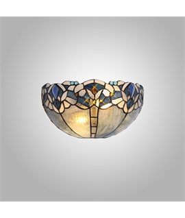 Nino Tiffany 30cm Wall Lamp, 2 x E14, Blue-Clear Crystal