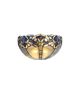 Nino Tiffany 30cm Wall Lamp, 2 x E14, Blue-Clear Crystal