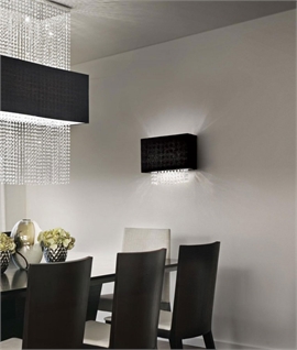Black Shade Wall Light Featuring Crystal Drops 