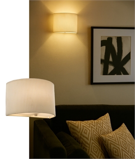 Low-Glare Half Drum Wall Light - Fluted Fabric Shade