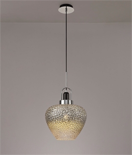 Ombre Effect Smoke Glass & Chrome Pendant Light